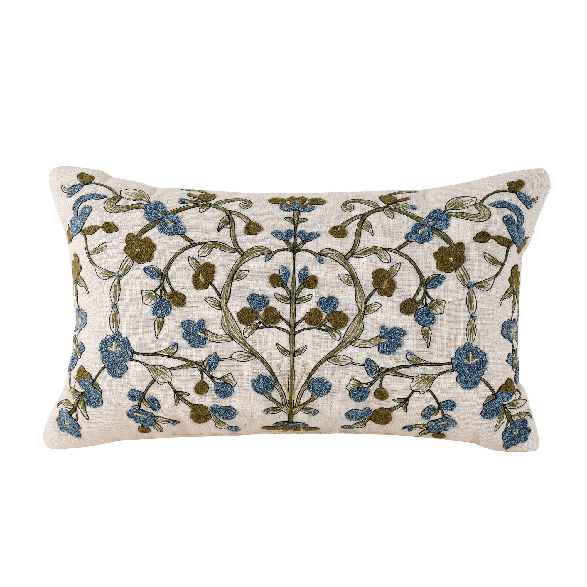 12" x 20" Floral Embroidery Lumbar Pillow by Ashland®